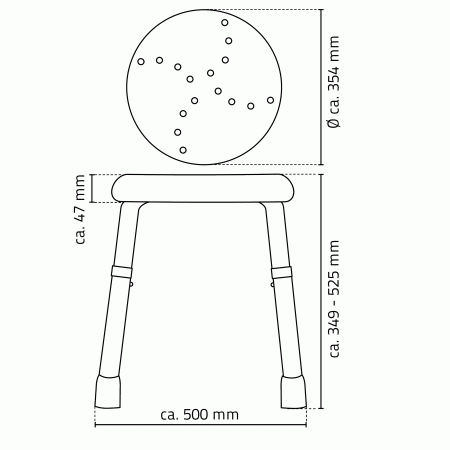 Табурет в ванную RIDDER Go с регулируемой высотой, А170101, белый