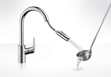 Смеситель для кухонной мойки hansgrohe Focus M41 240, с вытяжным душем 2jet 31815000, хром