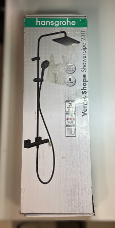 Душевая система hansgrohe Vernis Shape 230 1jet с термостатом 26286670/U, матовый черный, уцененный товар