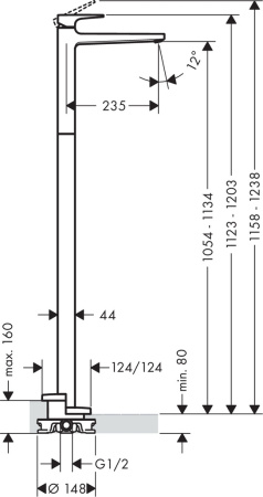 Внешняя часть смесителя для раковины hansgrohe Metropol напольного монтажа 32530000, хром