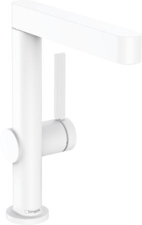 Смеситель для раковины hansgrohe Finoris 230, с поворотным изливом, со сливным клапаном Push-Open 76060700, матовый белый