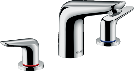 Смеситель для раковины hansgrohe Novus 100 на 3 отверстия, со сливным гарнитуром 71140000, хром