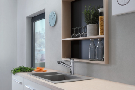 Смеситель для кухонной мойки hansgrohe Focus M42 150, с вытяжным изливом 1jet 71814000, хром
