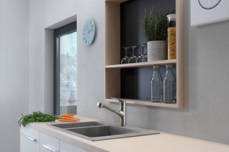 Смеситель для кухонной мойки hansgrohe Focus M42 150, с вытяжным изливом 1jet 71814000, хром