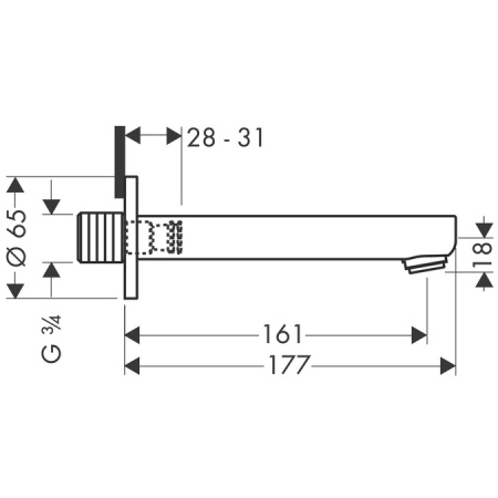 Излив для ванны hansgrohe Metris S 14420000, хром