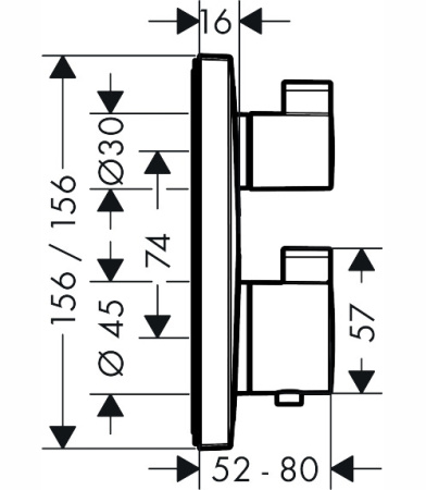 Внешняя часть термостата для душа hansgrohe Ecostat Square скрытого монтажа на 2 потребителя 15714140, шлифованная бронза