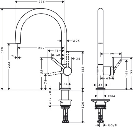 Смеситель для кухонной мойки hansgrohe Talis M54 220, 1jet 72804000, хром