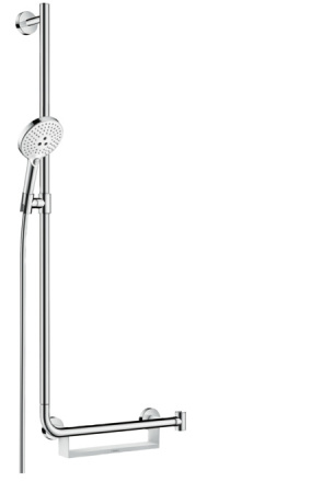 Душевой гарнитур hansgrohe Raindance Select S 120 3jet со штангой 110 см, левосторонний 26324400, белый/хром