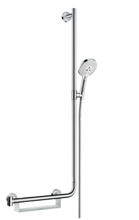 Душевой гарнитур hansgrohe Raindance Select S 120 3jet со штангой 110 см, правосторонний 26326400, белый/хром