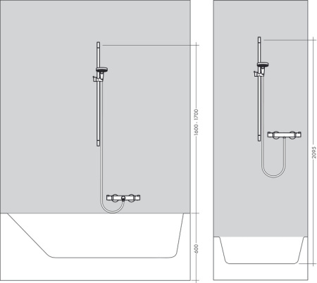 Душевая штанга hansgrohe Unica S Puro 65 см со шлангом 28632000, хром