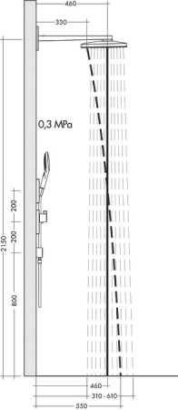 Верхний душ hansgrohe Rainmaker Select 460 3jet с настенным кронштейном скрытого монтажа 24007600, черный/хром