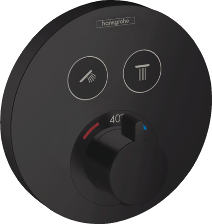 Внешняя часть термостата для душа hansgrohe ShowerSelect S скрытого монтажа на 2 потребителя 15743670, матовый черный