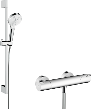Термостат для душа hansgrohe Ecostat 1001 CL с душевым гарнитуром Crometta Vario, 27812400, белый/хром