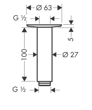 Душевой кронштейн hansgrohe потолочный 100 мм 27479670, матовый черный