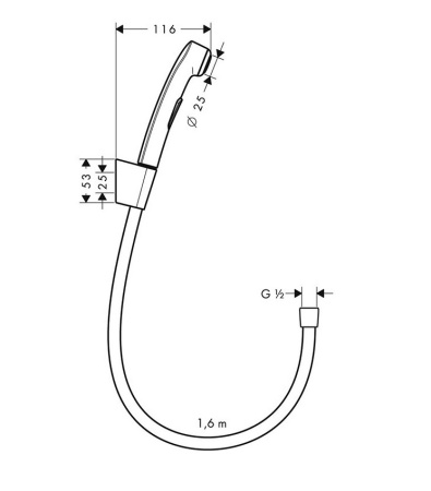Гигиенический душ hansgrohe 1jet с держателем и шлангом 160 см 32128140, шлифованная бронза