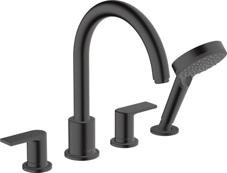Внешняя часть смесителя для ванны hansgrohe Vernis Shape на край ванны на 4 отверстия 71459670, матовый черный