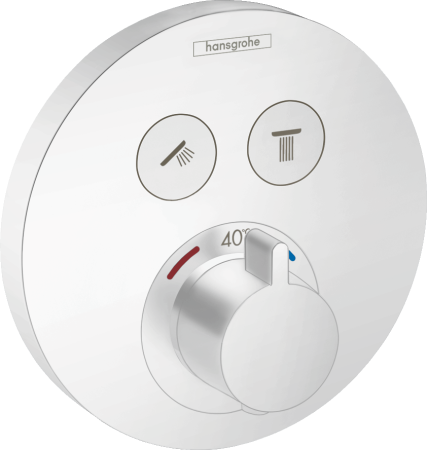 Внешняя часть термостата для душа hansgrohe ShowerSelect S скрытого монтажа на 2 потребителя 15743700, матовый белый