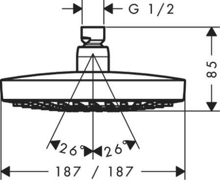 Верхний душ hansgrohe Croma Select E 180 2jet EcoSmart 26528000, хром