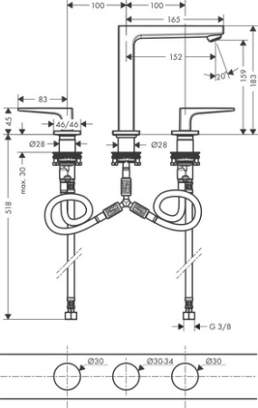 Смеситель для раковины hansgrohe Metropol 160 74515000, хром