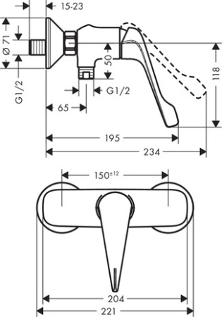Смеситель для душа hansgrohe Novus 71926000, хром