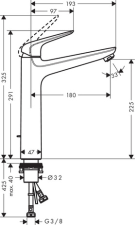 Смеситель для раковины hansgrohe Novus 230, со сливным гарнитуром 71123000 , хром