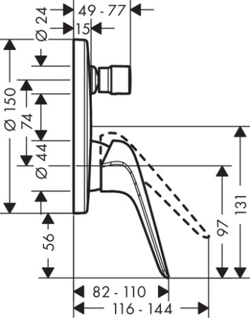 Внешняя часть смесителя для ванны hansgrohe Novus скрытого монтажа 71045000, хром