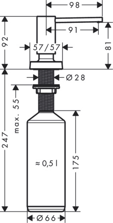 Диспенсер для геля hansgrohe A71 40468800, под сталь