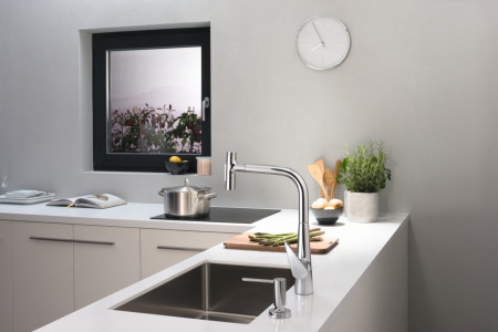 Смеситель для кухонной мойки hansgrohe Talis Select M51 300, с вытяжным душем 2jet, sBox 73867000, хром