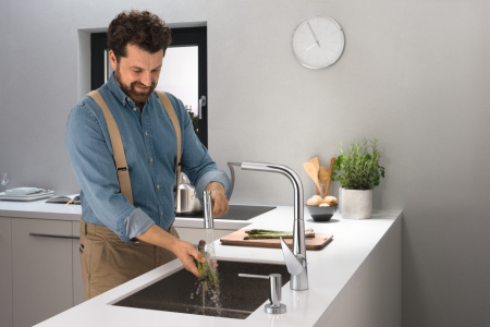 Смеситель для кухонной мойки hansgrohe Talis Select M51 300, с вытяжным душем 2jet, sBox 73867000, хром