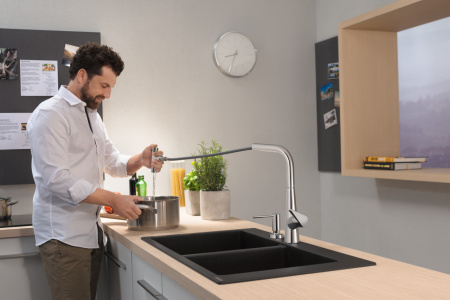 Смеситель для кухонной мойки hansgrohe Talis Select M51 300, с вытяжным душем 2jet, sBox 73867000, хром