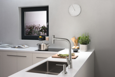 Смеситель для кухонной мойки hansgrohe Talis Select M51 300, с вытяжным душем 2jet, sBox 73867000, хром