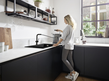 Смеситель для кухонной мойки hansgrohe Talis M54 270, с вытяжным изливом 1jet 72808670, матовый черный