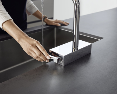 Смеситель для кухонной мойки hansgrohe Aquno Select M81 250, с вытяжным душем 2jet 73836800, под сталь