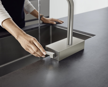 Смеситель для кухонной мойки hansgrohe Aquno Select M81 250, с вытяжным душем 2jet 73836800, под сталь