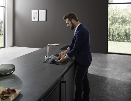 Смеситель для кухонной мойки hansgrohe Aquno Select M81 250, с вытяжным душем 2jet 73836800, под сталь