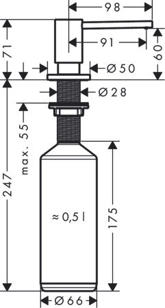 Диспенсер для геля hansgrohe A41 40438340, шлифованный черный хром