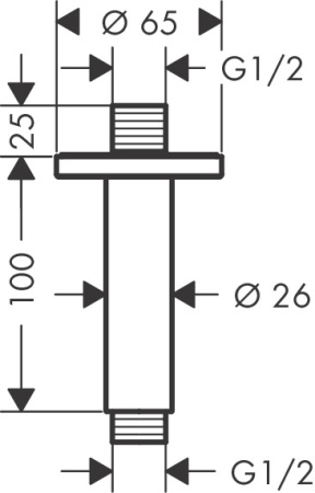 Душевой кронштейн hansgrohe Vernis Blend потолочный 100 мм 27804000, хром
