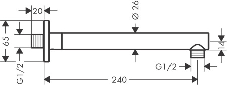 Душевой кронштейн hansgrohe Vernis Shape настенный 240 мм 26405000, хром