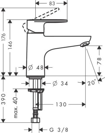 Смеситель для ванны hansgrohe Vernis Blend Monotrou на край ванны 71443000, хром