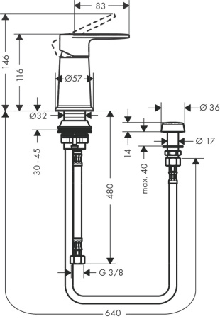Смеситель для биде hansgrohe Vernis Blend с вертикальной струей 71214000, хром