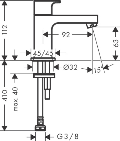 Кран для холодной воды hansgrohe Vernis Shape 70, без сливного гарнитура 71592000, хром