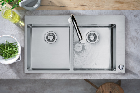 Кухонная комбинация hansgrohe C71-F765-10 врезная, с двумя чашами 370/370 43203000, хром
