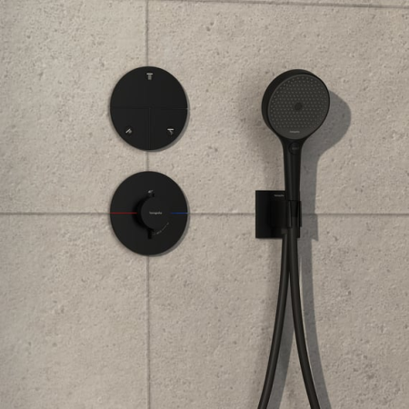 Внешняя часть термостата hansgrohe ShowerSelect Comfort S для скрытой установки на 1 функции, 15559670, матовый черный