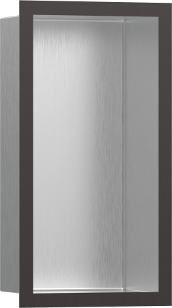 Настенный короб hansgrohe XtraStoris Individual с цветом корпуса под сталь и дизайнерской рамой, 30х15х10 см 56094340, шлифованный черный хром