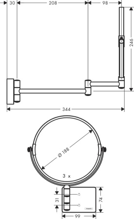 Косметическое зеркало hansgrohe AddStoris 41791670, матовый черный