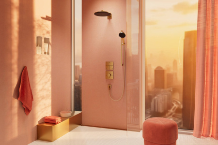 Внешняя часть термостата hansgrohe ShowerSelect Comfort E для скрытой установки, 15574140, шлифованная бронза