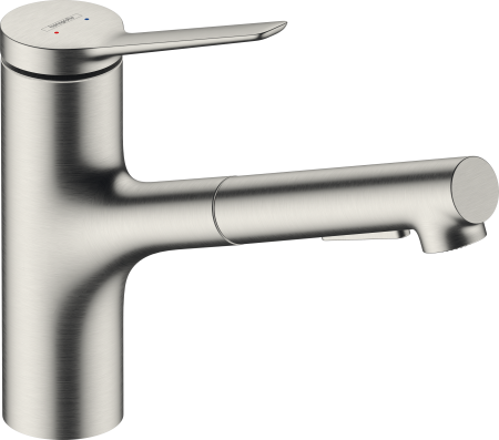Смеситель для кухонной мойки hansgrohe Zesis M33 150, с вытяжным душем 2jet, sBox lite 74803800, под сталь