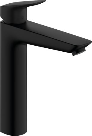 Смеситель для раковины Hansgrohe Logis, однорычажный, 190, со сливным гарнитуром, 71090670, матовый черный