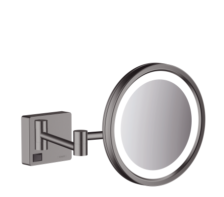 Косметическое зеркало hansgrohe AddStoris с подсветкой 41790340, шлифованный черный хром