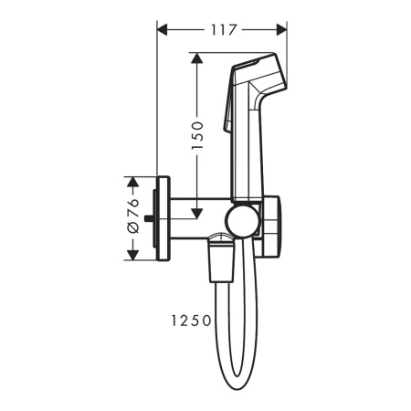 Гигиенический душ hansgrohe 1jet S со смесителем, держателем и шлангом 125 см 29232140, шлифованная бронза